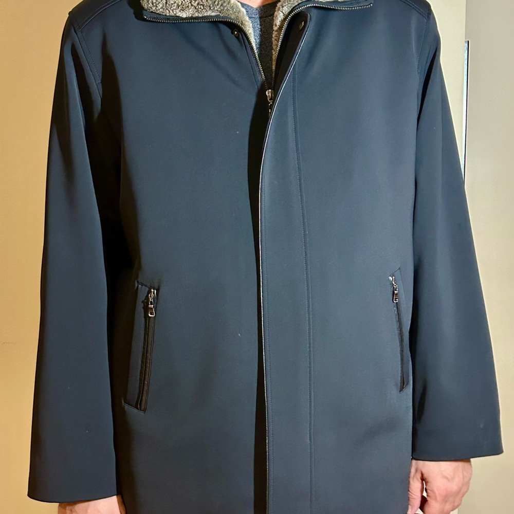Men's Black Winter Jacket with Fur Removable Lining